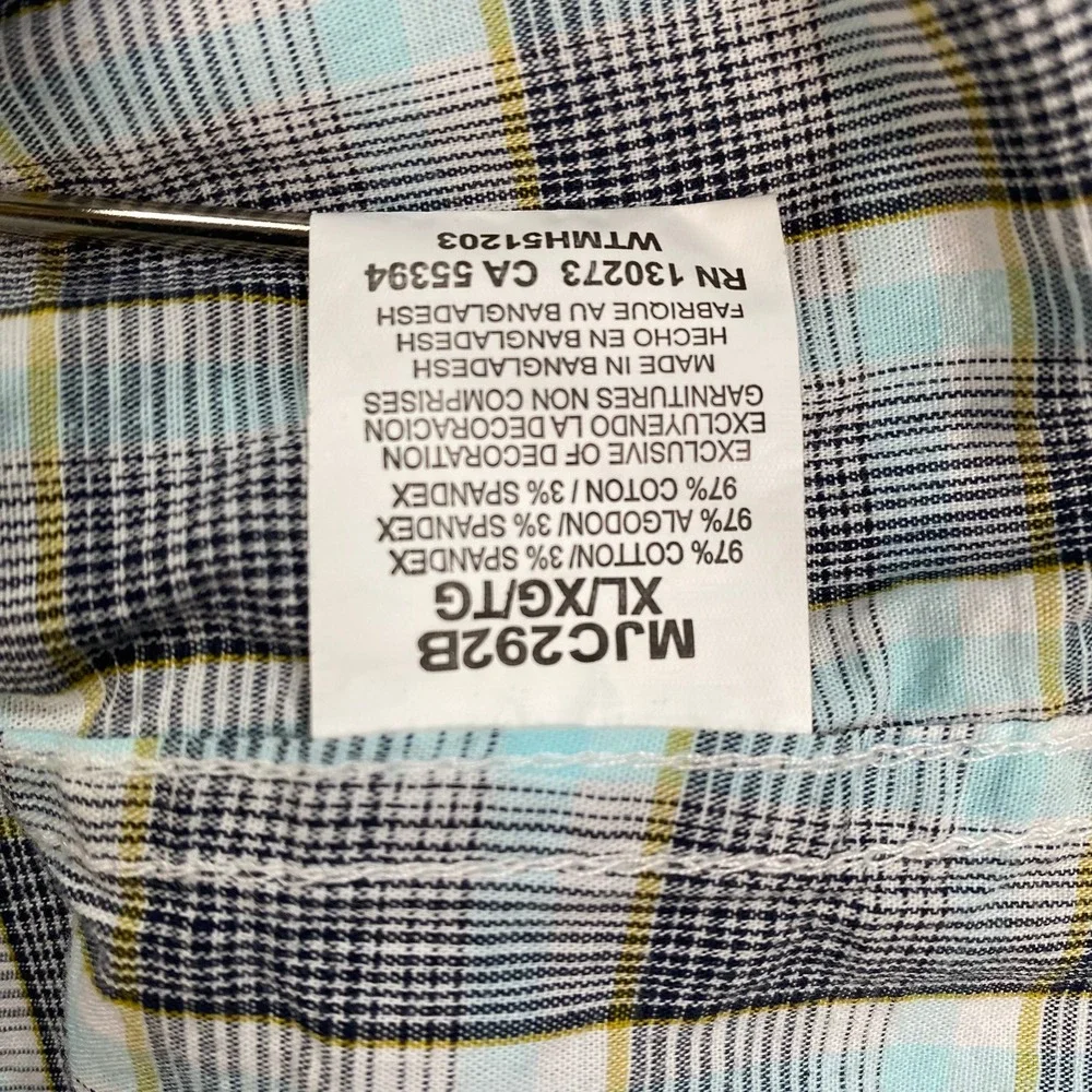 Wrangler 20X Competition‎ Men's Plaid Long Sleeve Snap Front Shirt XL